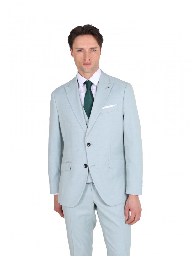 Fato liso slim fit com colete