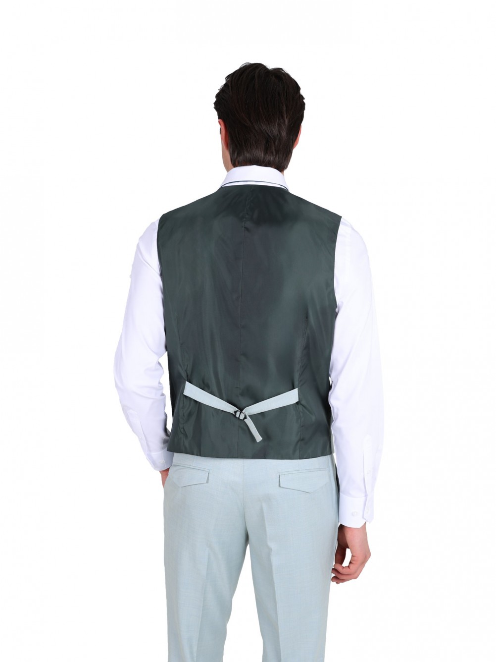 Fato liso slim fit com colete