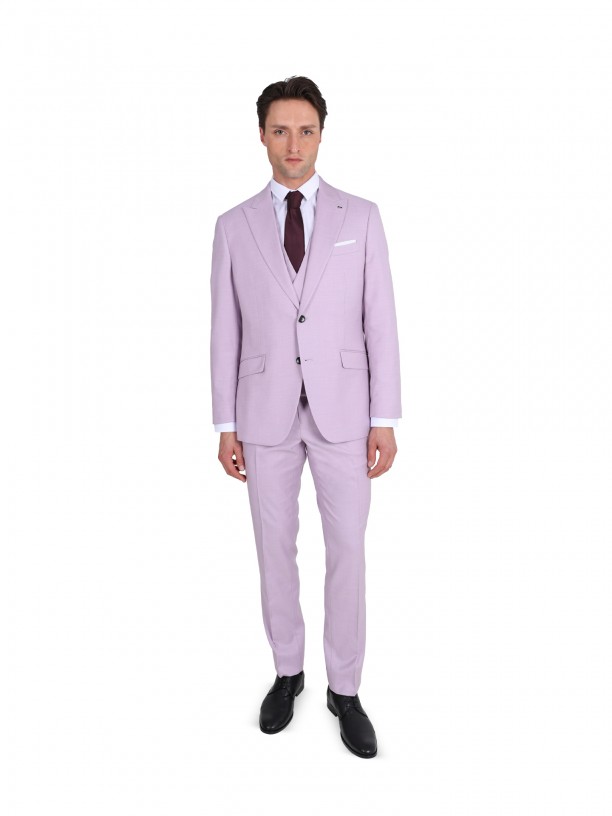 Plain slim fit suit with waistcoat