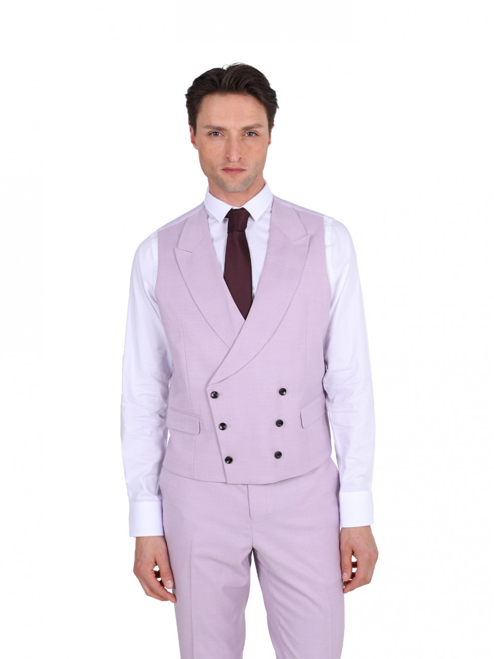 Fato liso slim fit com colete
