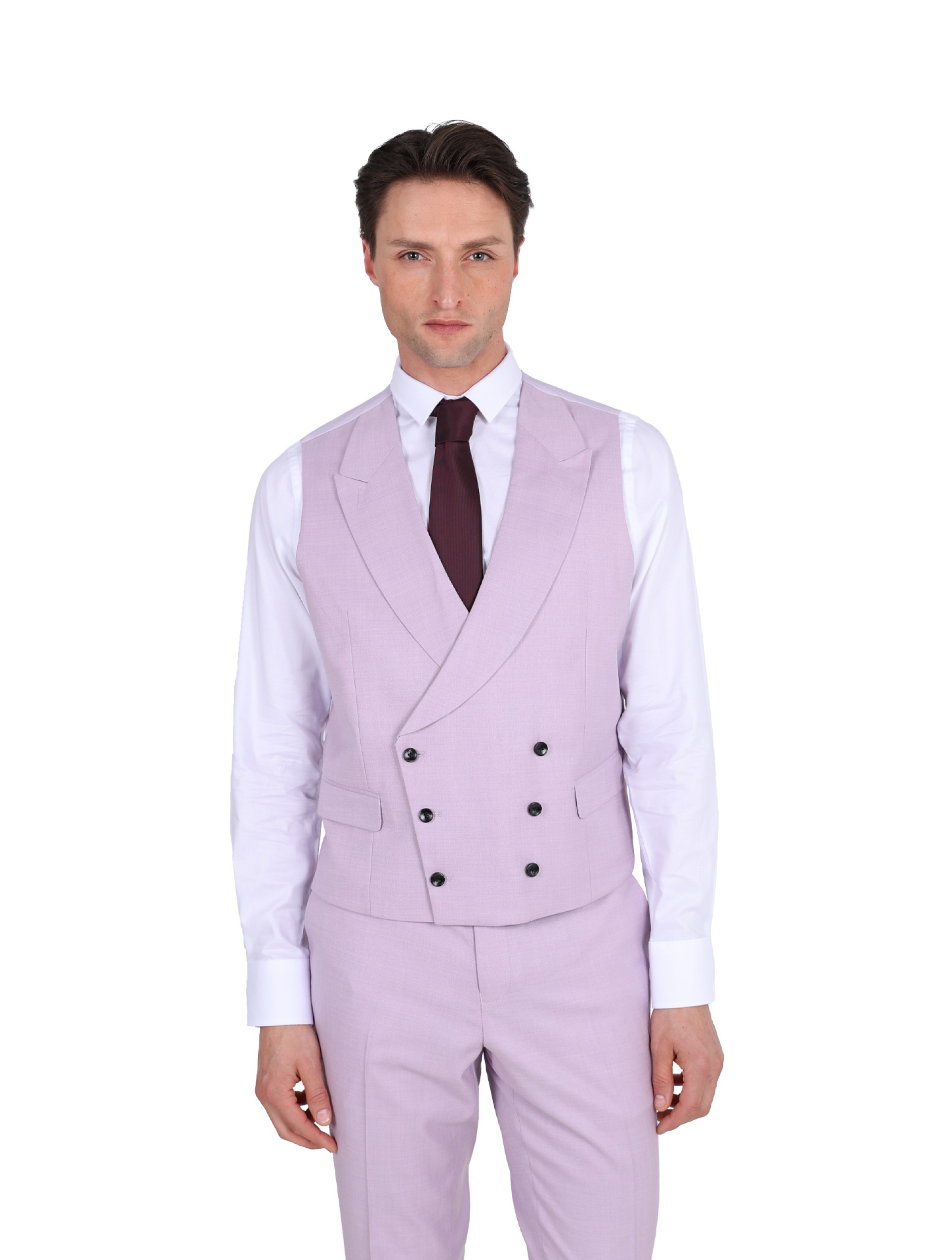 Plain slim fit suit with waistcoat