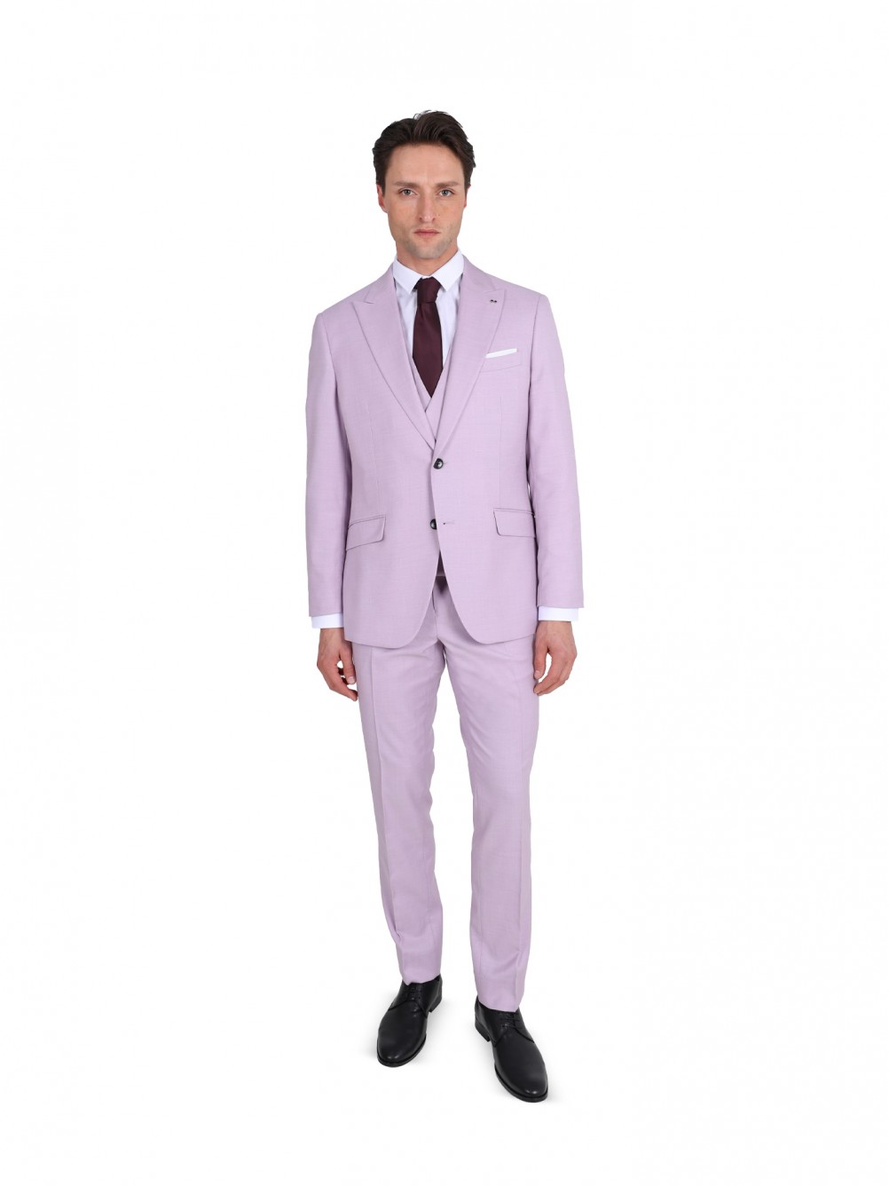 Fato liso slim fit com colete