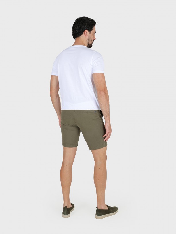 Cotton elastic chino shorts