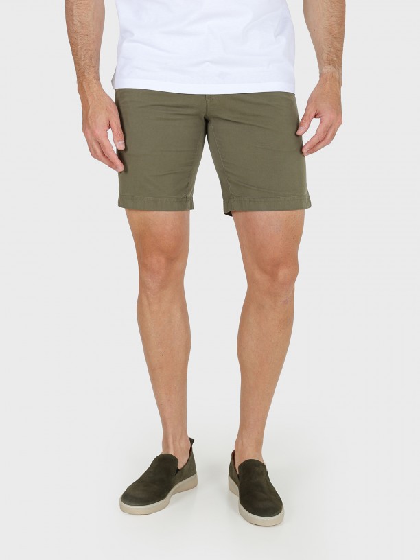 Cotton elastic chino shorts