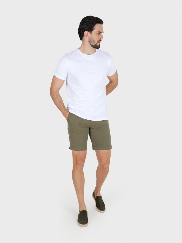 Cotton elastic chino shorts