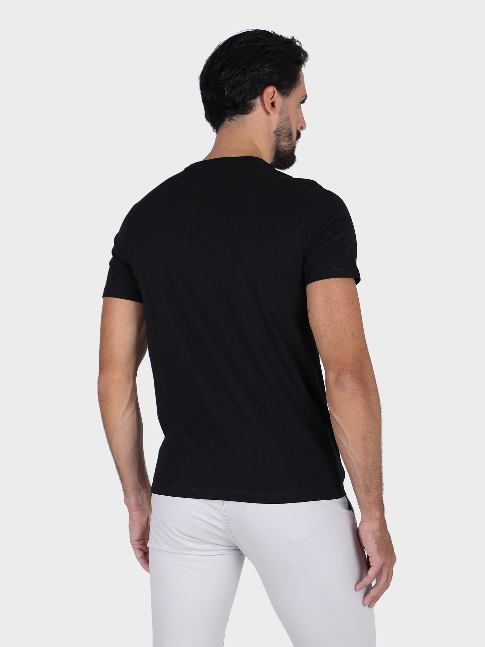 Cotton plain t-shirt round collar