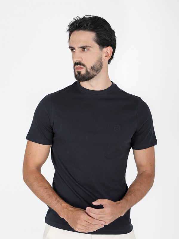 Cotton plain t-shirt round collar