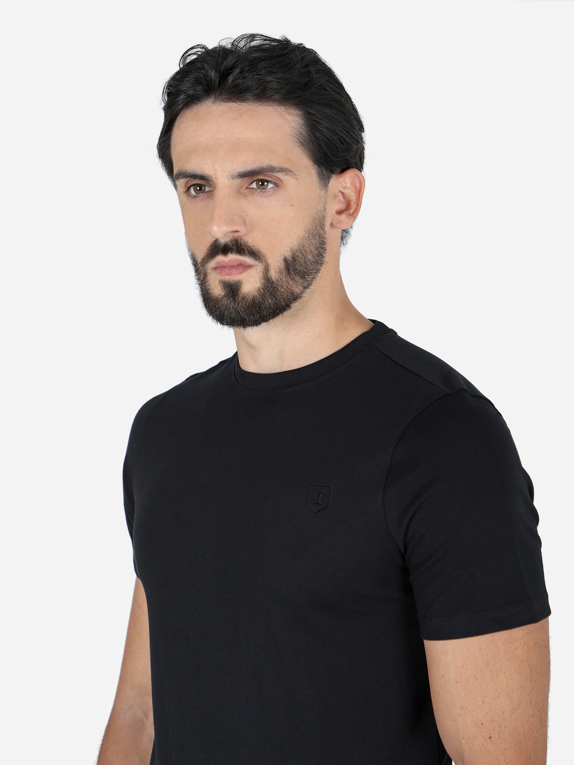 Cotton plain t-shirt round collar