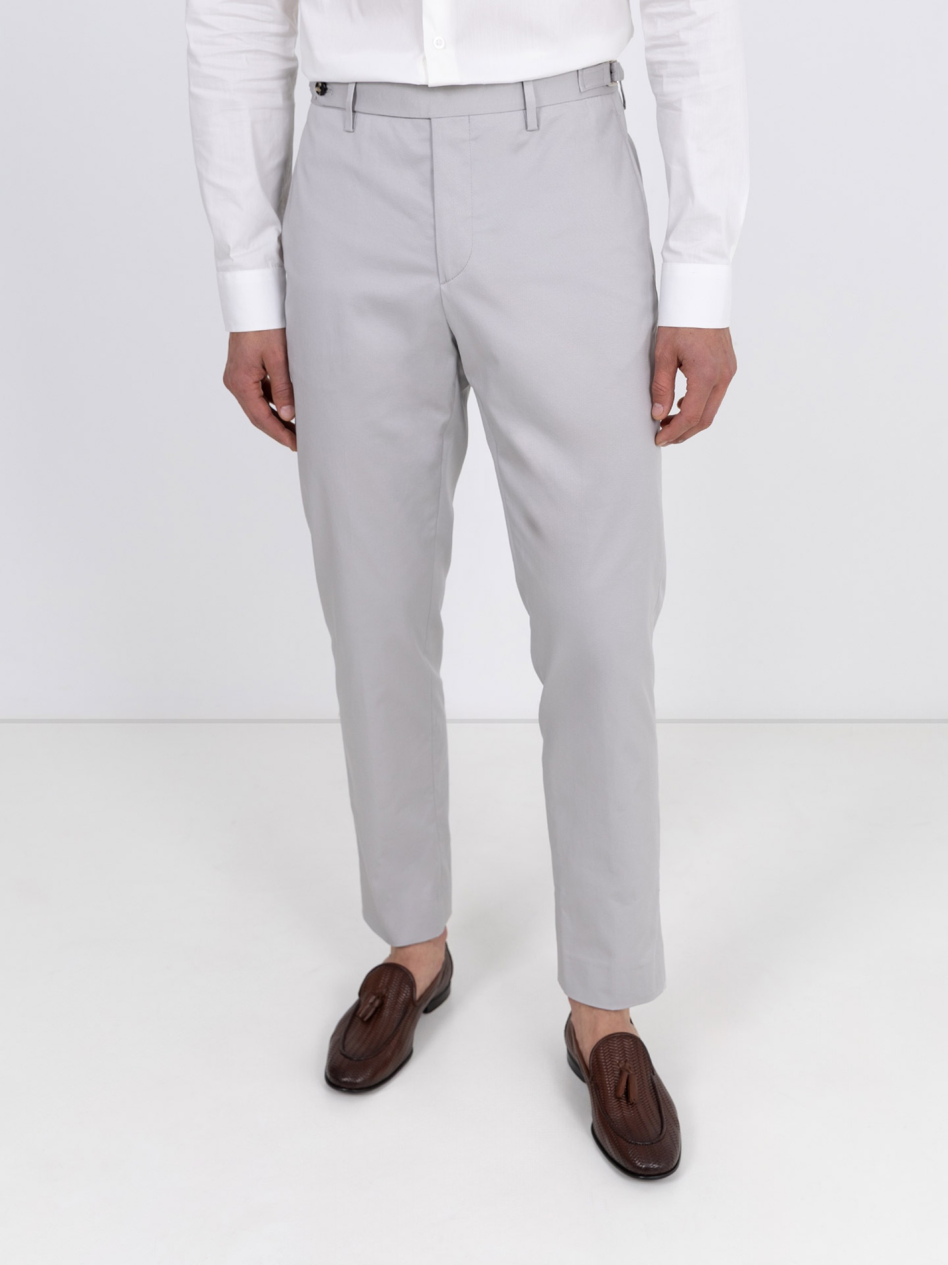 Calças regular fit em mistura de algodão