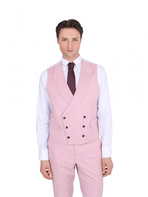 Fato liso slim fit com colete