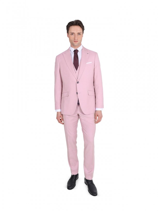 Fato liso slim fit com colete