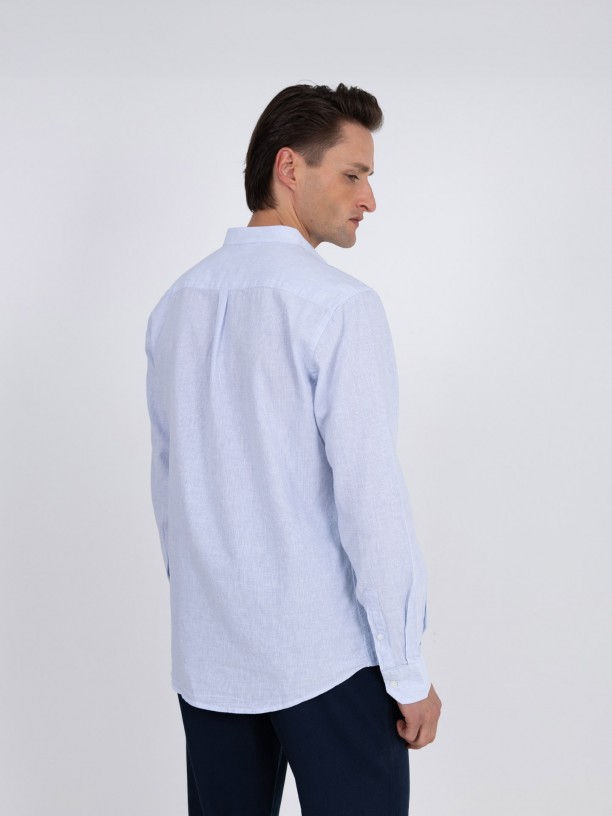Camisa de lino y algodón cuello mao Camisa de lino y algodón cuello mao