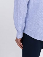 Camisa de linho e algodão com gola mandarim Camisa de linho e algodão com gola mandarim