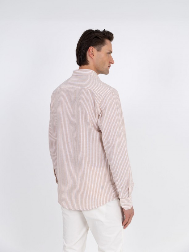 Camisa de lino y algodn rayas