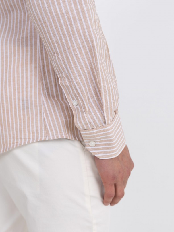 Camisa de lino y algodn rayas
