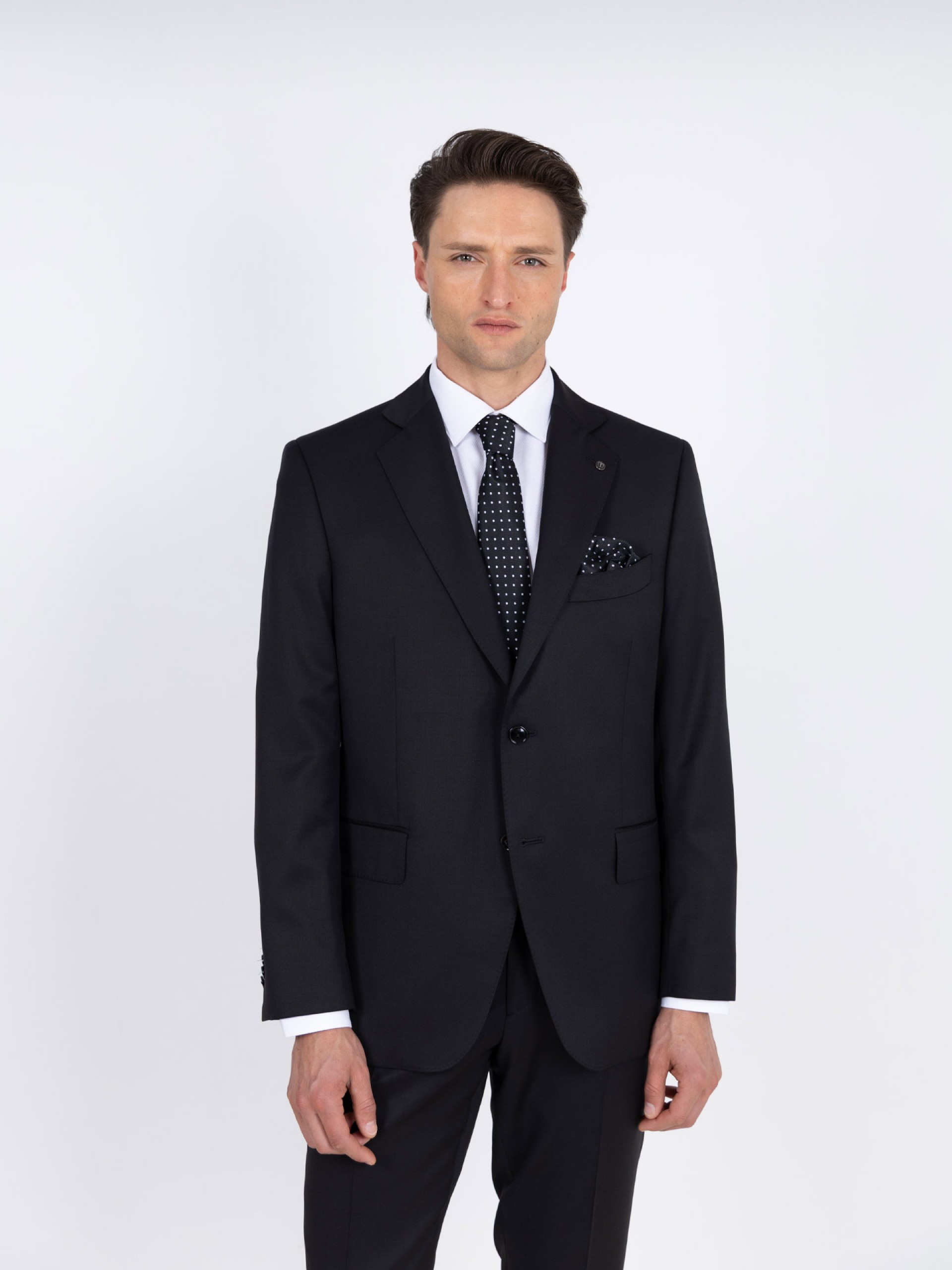 Traje liso de corte regular fit 100% lana