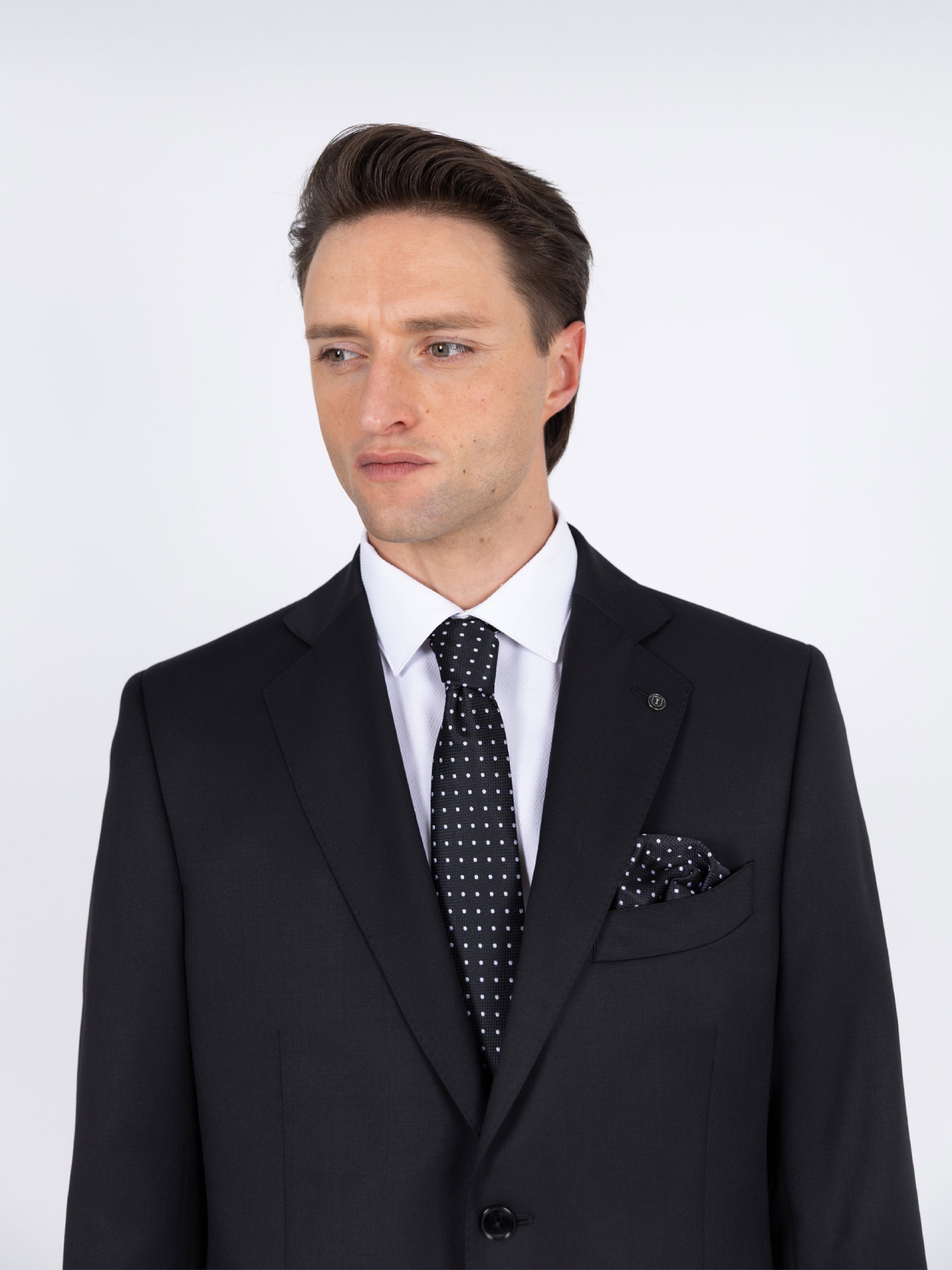 Traje liso de corte regular fit 100% lana