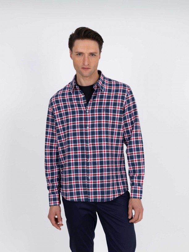 Camisa de algodón estampado cuadros Camisa de algodón estampado cuadros