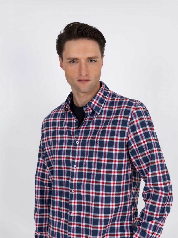 Camisa de algodón estampado cuadros Camisa de algodón estampado cuadros