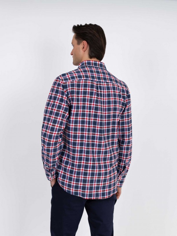 Camisa de algodón estampado cuadros Camisa de algodón estampado cuadros