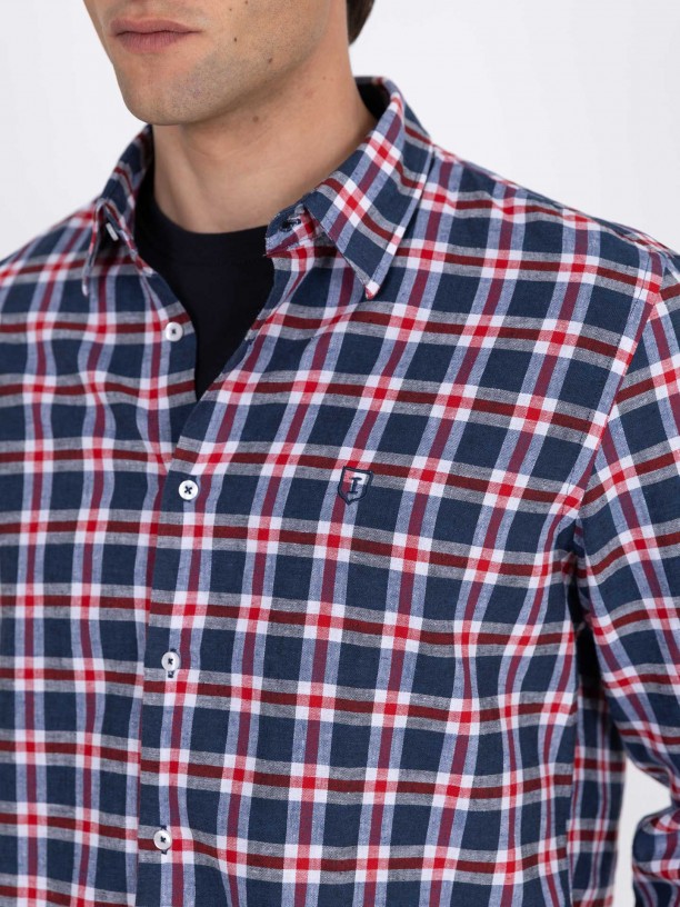 Camisa de algodón estampado cuadros Camisa de algodón estampado cuadros