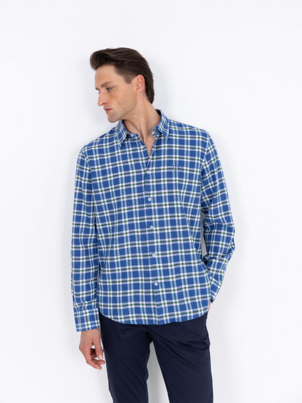Camisa de algodón estampado cuadros Camisa de algodón estampado cuadros