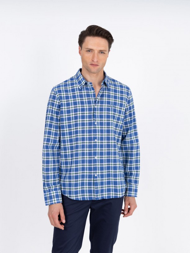 Camisa de algodón estampado cuadros Camisa de algodón estampado cuadros