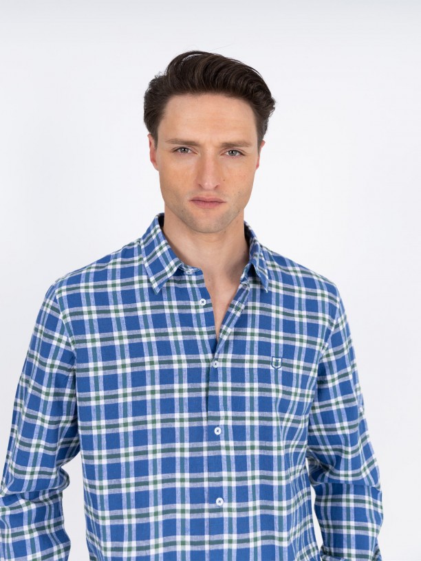 Camisa de algodón estampado cuadros Camisa de algodón estampado cuadros