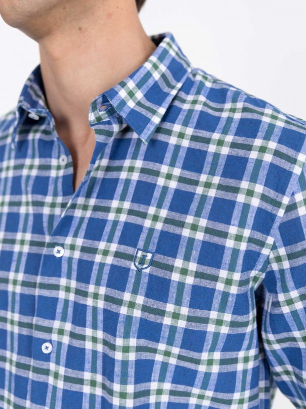 Camisa de algodón estampado cuadros Camisa de algodón estampado cuadros