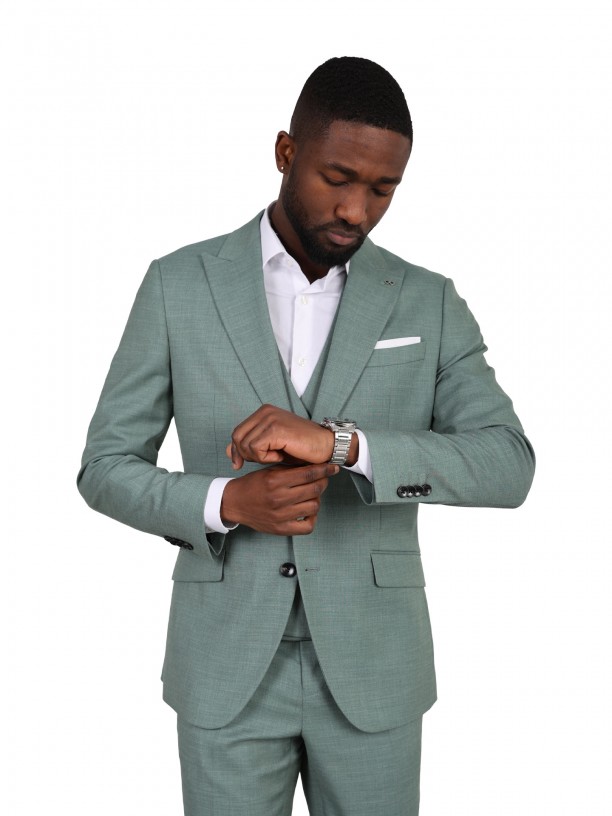 Plain slim fit suit with waistcoat