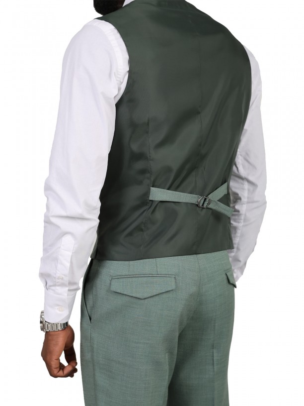 Plain slim fit suit with waistcoat