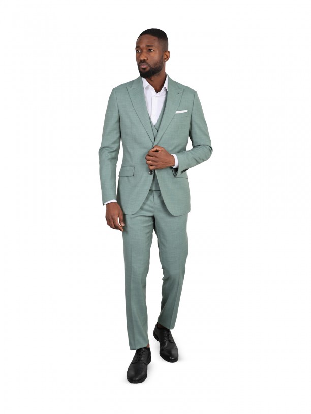 Plain slim fit suit with waistcoat