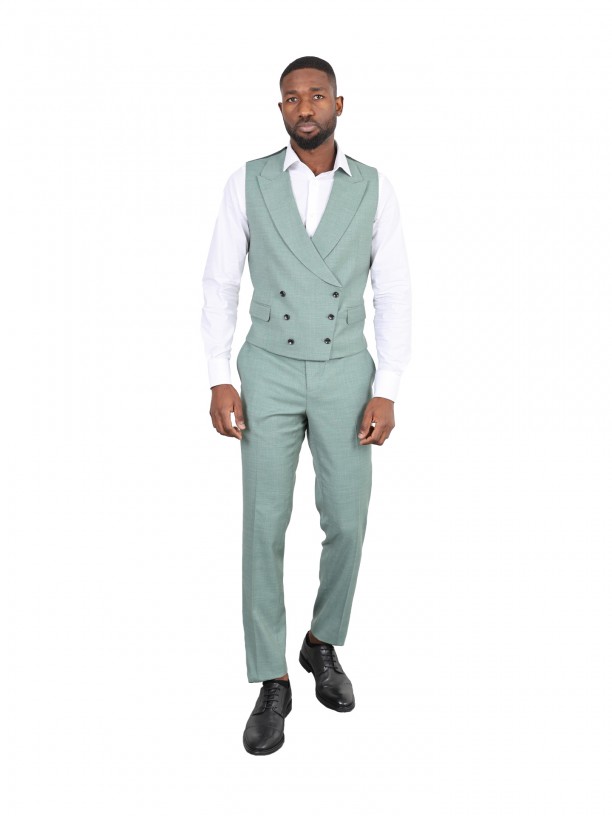 Plain slim fit suit with waistcoat