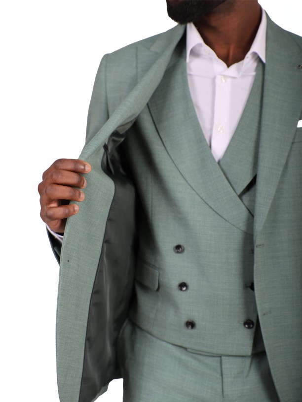 Plain slim fit suit with waistcoat