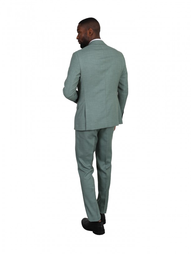 Plain slim fit suit with waistcoat