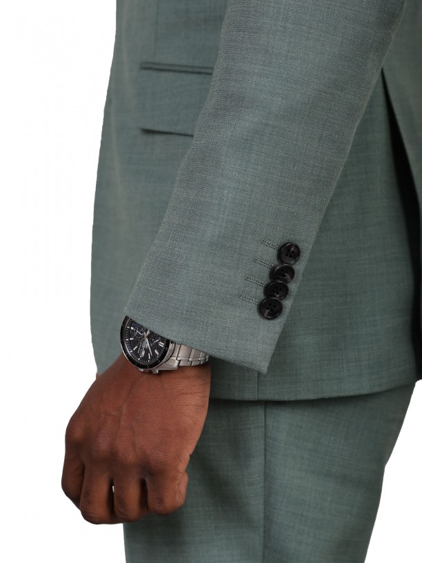 Plain slim fit suit with waistcoat