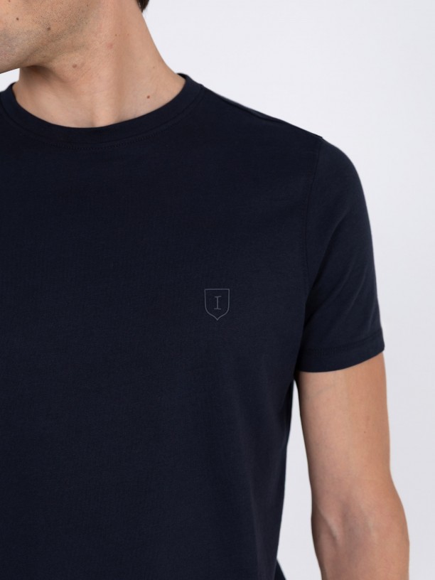 Cotton plain t-shirt round collar