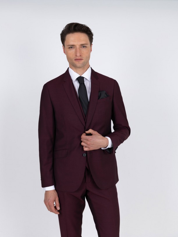 Traje slim fit microestampado con chaleco