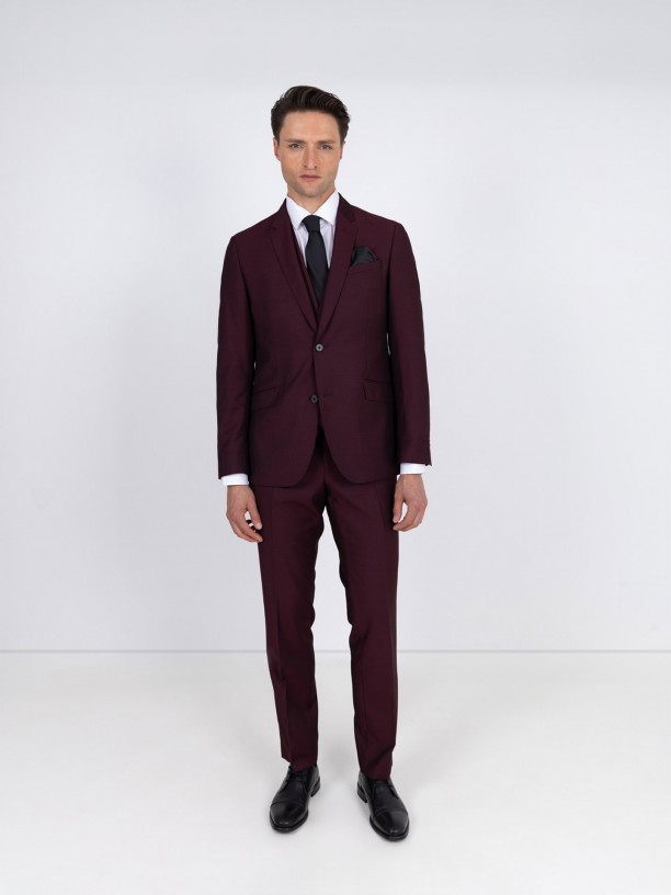 Traje slim fit microestampado con chaleco