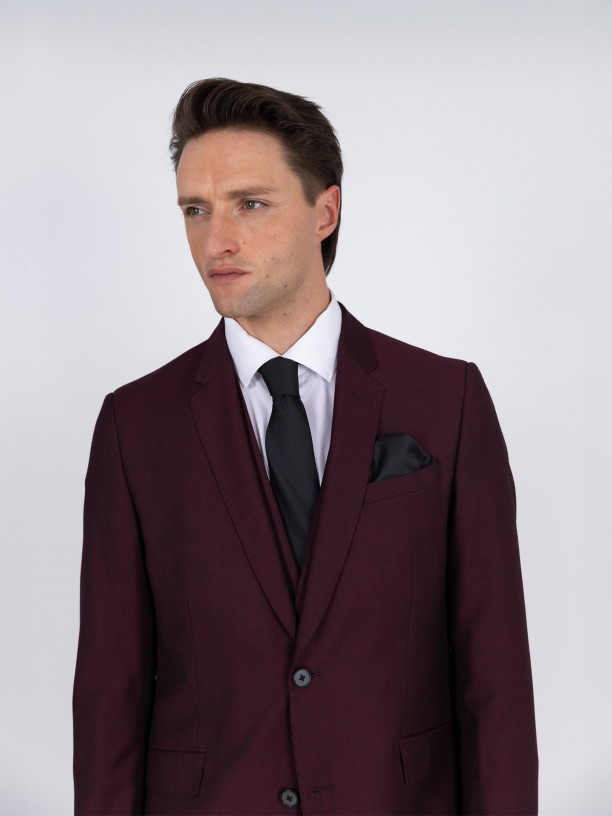 Traje slim fit microestampado con chaleco