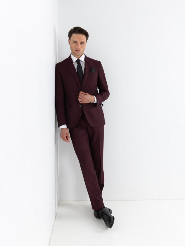 Traje slim fit microestampado con chaleco