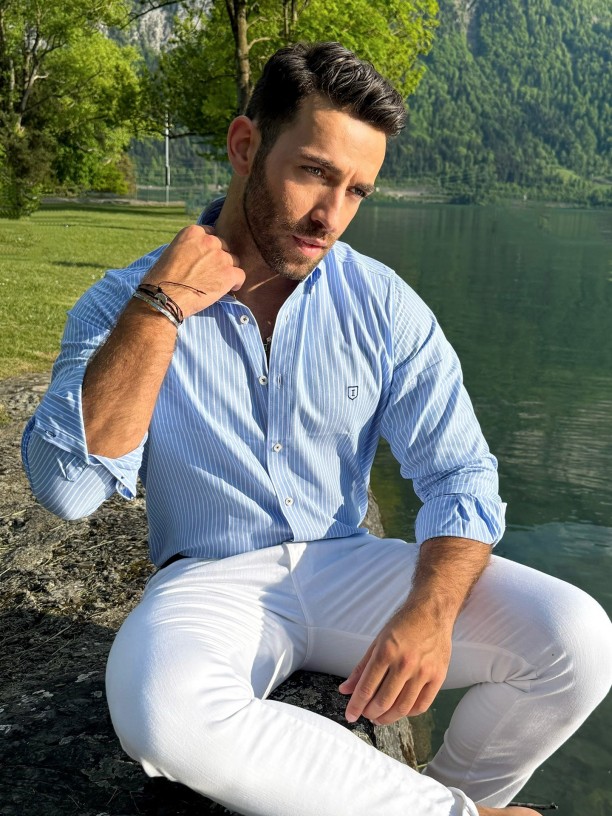 100% cotton striped shirt.