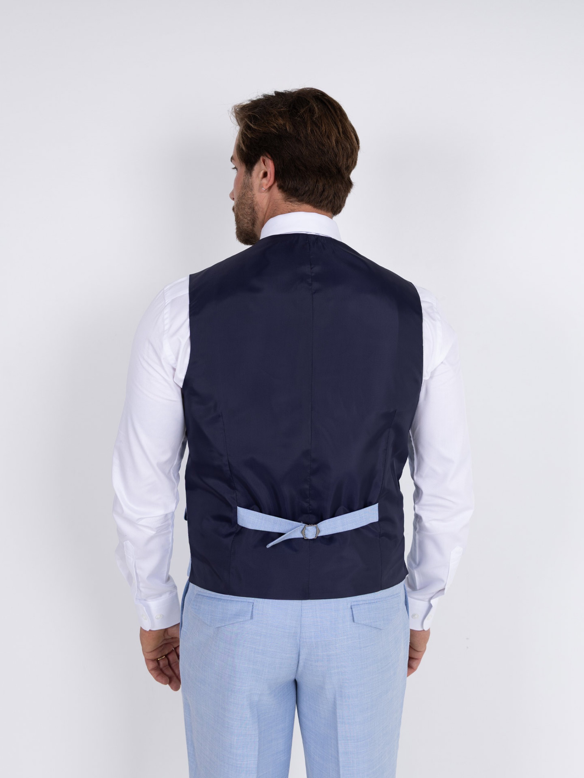 Plain slim fit suit with waistcoat