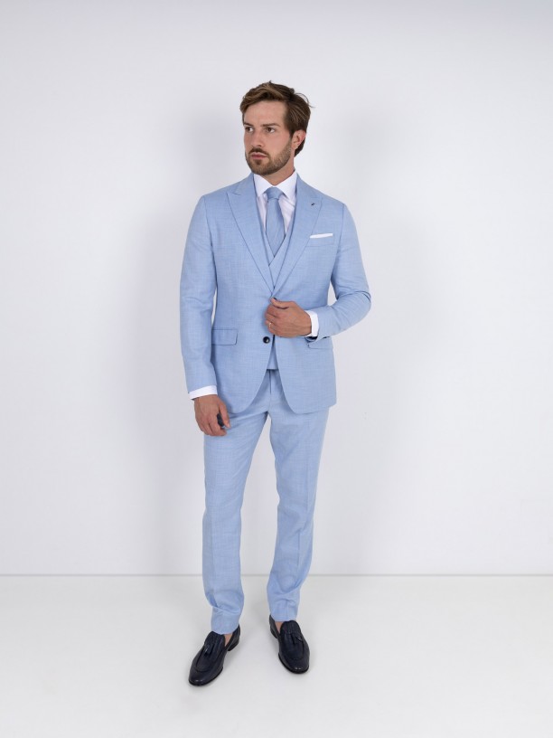 Fato liso slim fit com colete