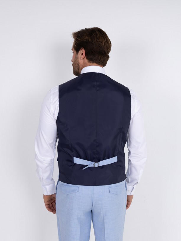 Fato liso slim fit com colete
