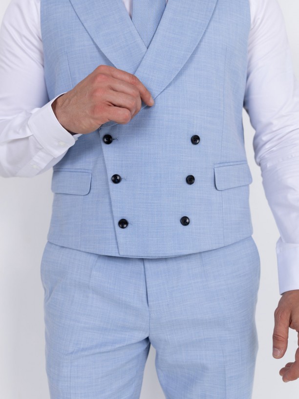 Fato liso slim fit com colete