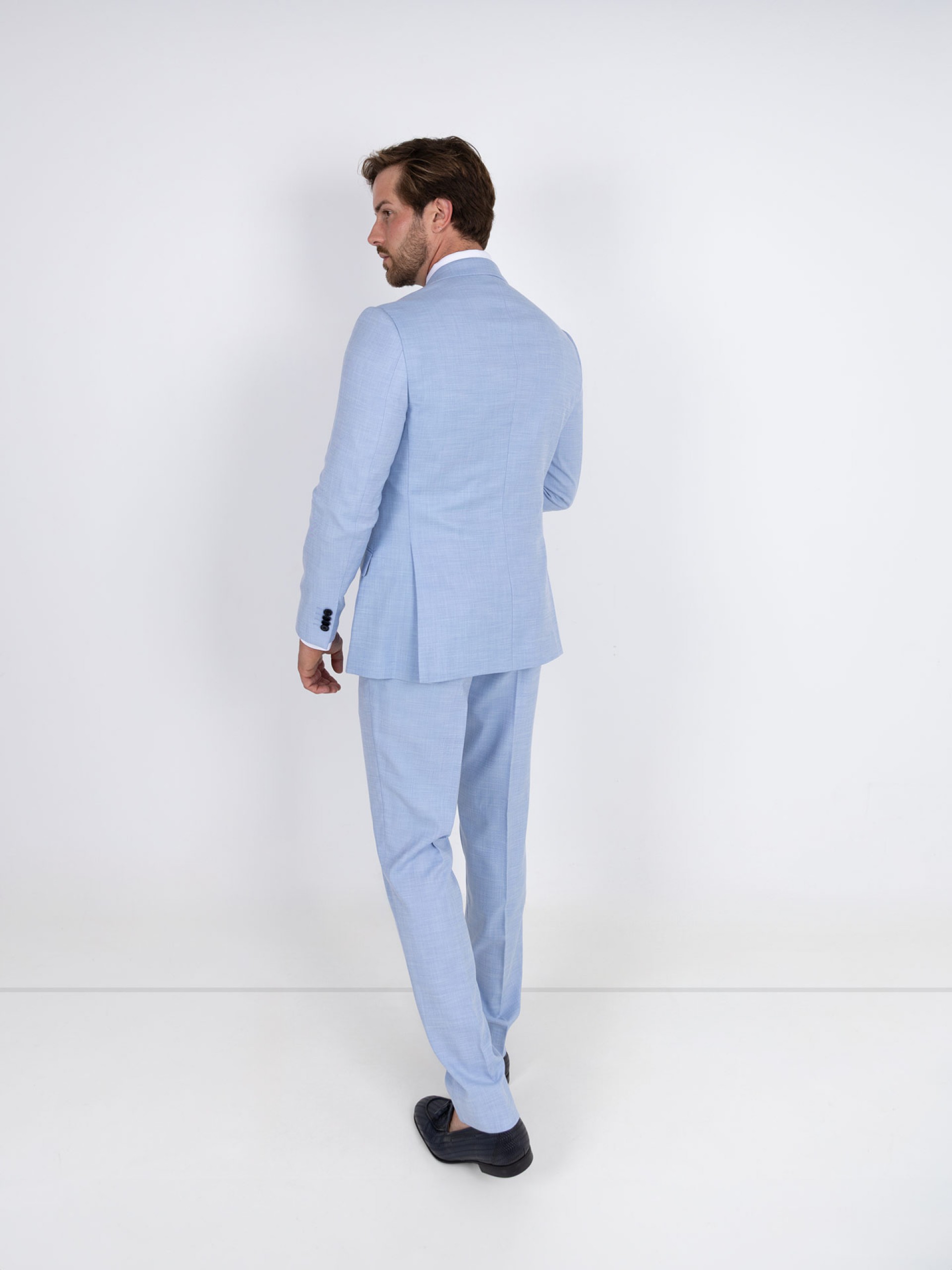 Plain slim fit suit with waistcoat