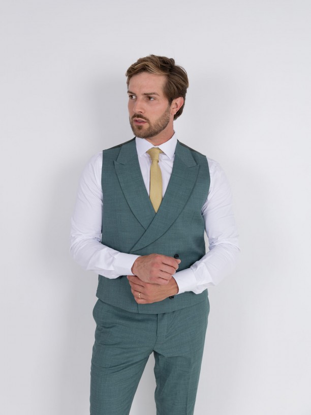 Fato liso slim fit com colete Fato liso slim fit com colete