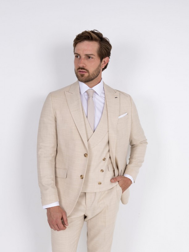 Traje liso de corte slim con chaleco