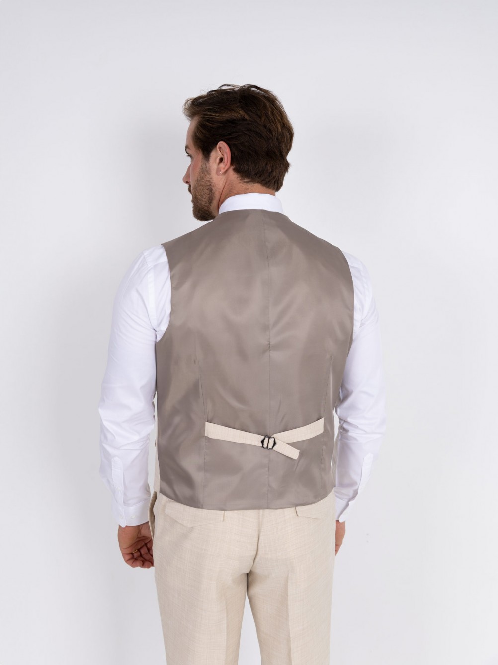 Fato liso slim fit com colete